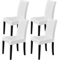 Dining Chairs High Back Leather Seat Chair with Wood Legs and
