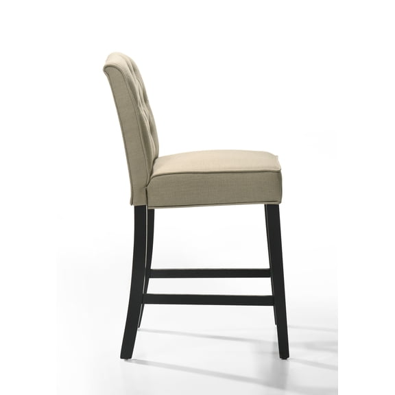 Dining Chairs Jasper Set of 2 Beige Fabric Counter Height Chairs with Black Finish Legs,Fabric Dining Chairs