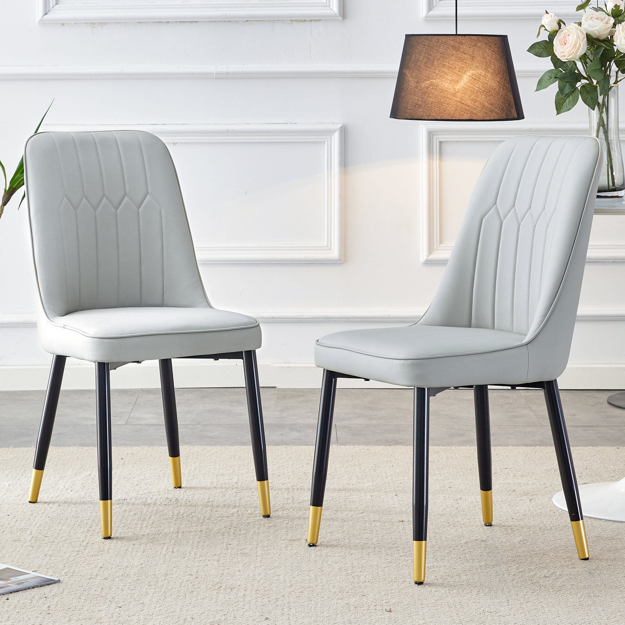 Dining Chairs Light gray dining chairs and living room chairs. PU ...