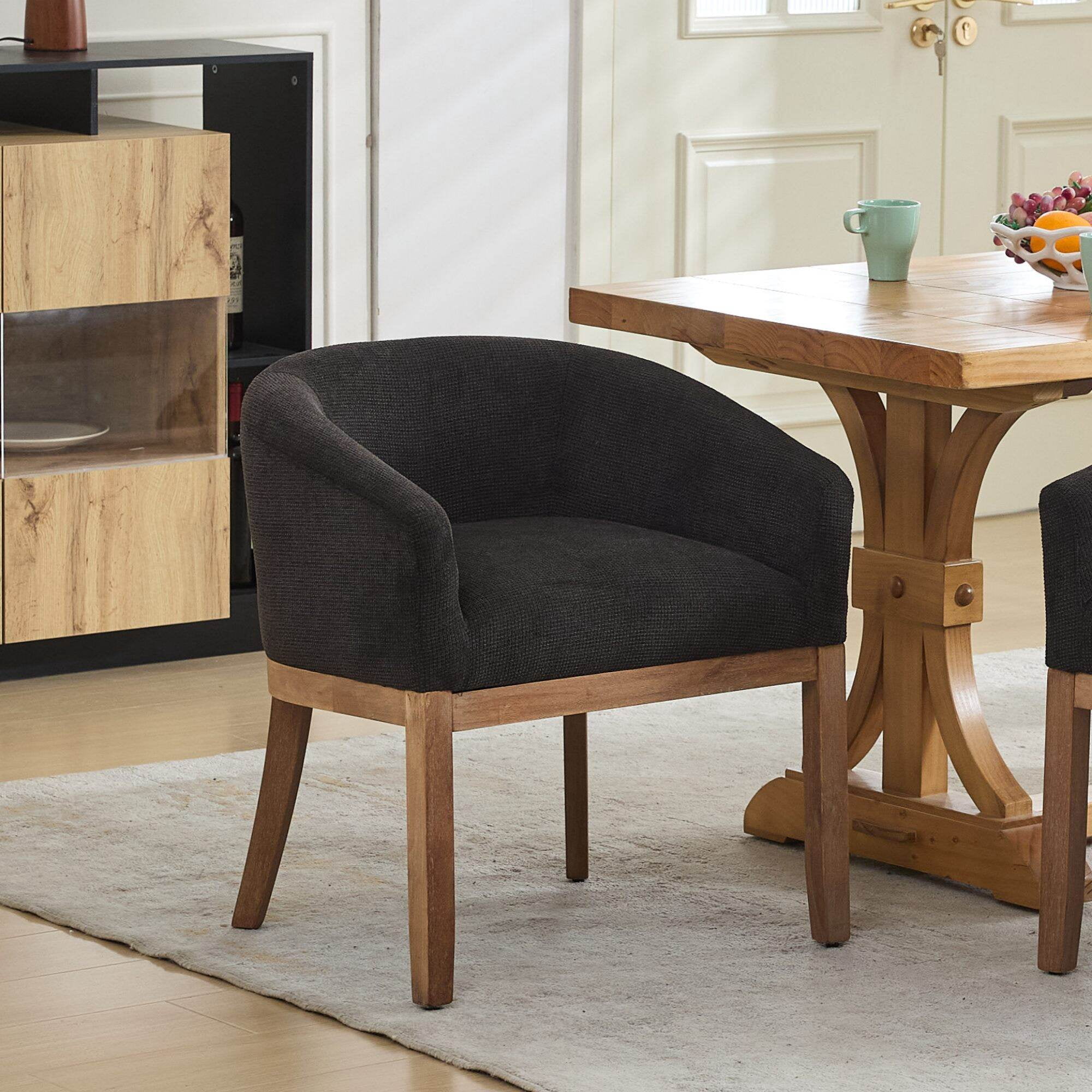 Dining Chairs Mid Century Modern Upholstered Barrel Dining Chairs with ...