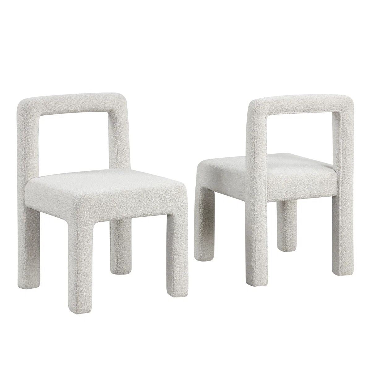 Dining Chairs Modern Dining Chair Set of 2, Boucle Upholstered Kitchen Chair Set with Square ...