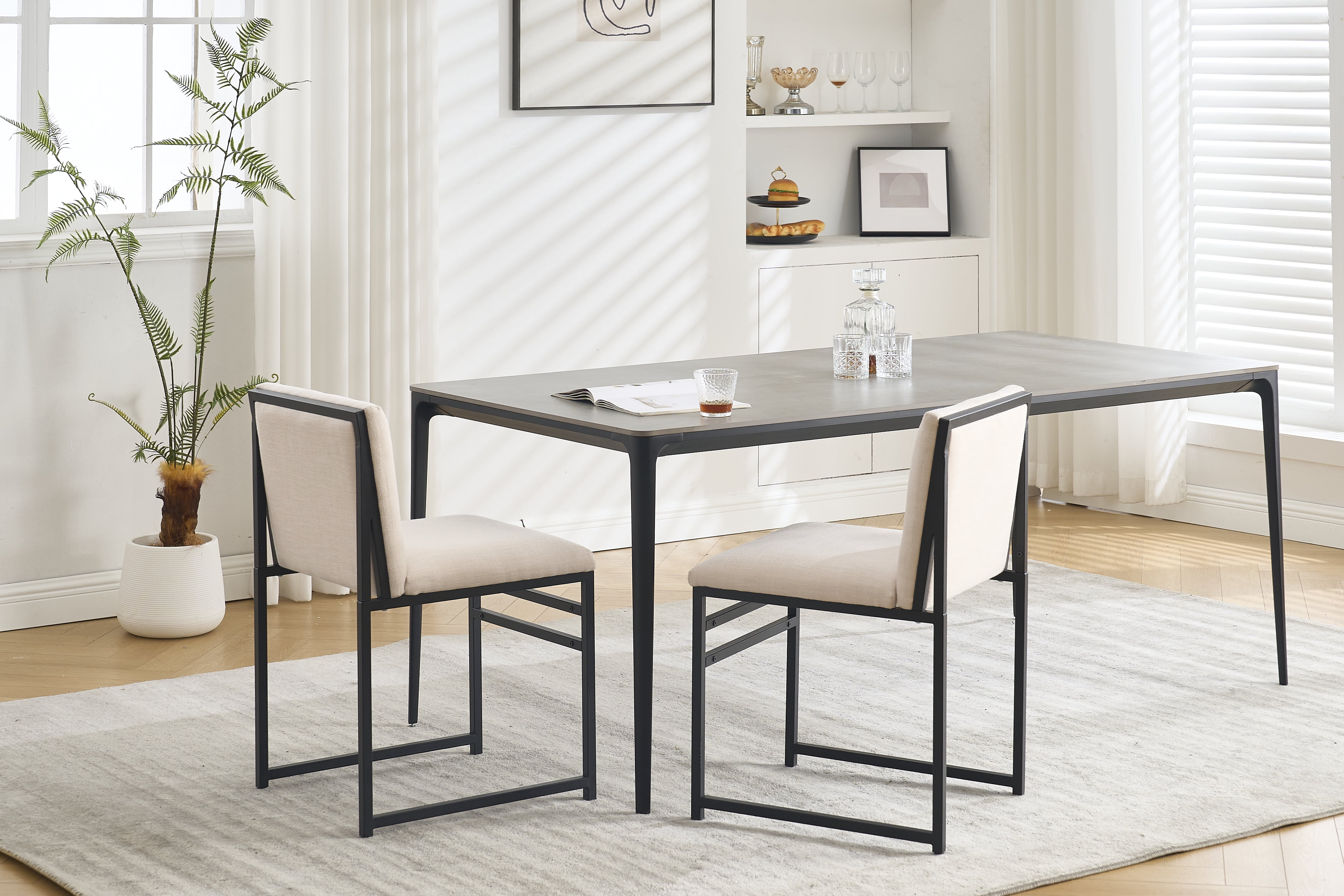 Dining Chairs Modern Dining Chairs set of 2, Upholstered Linen cushions ...