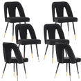 thumbnail image 1 of Dining Chairs, Modern Kitchen Dining Room Chairs, Upholstered Dining Accent Side Chairs in Velvet Cushion Seat with Nailheads and Gold Tipped Black Metal Legs (Set of 6), 1 of 8