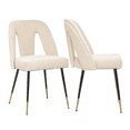 thumbnail image 1 of Dining Chairs, Modern Kitchen Dining Room Chairs, Upholstered Dining Accent Side Chairs in Velvet Cushion Seat with Nailheads and Gold Tipped Black Metal Legs (Set of 2), 1 of 8