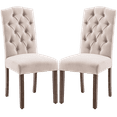 thumbnail image 1 of Dining Chairs Modern Upholstered Set of 2 Fabric Dining Chairs with Wood Legs, Beige, 1 of 9