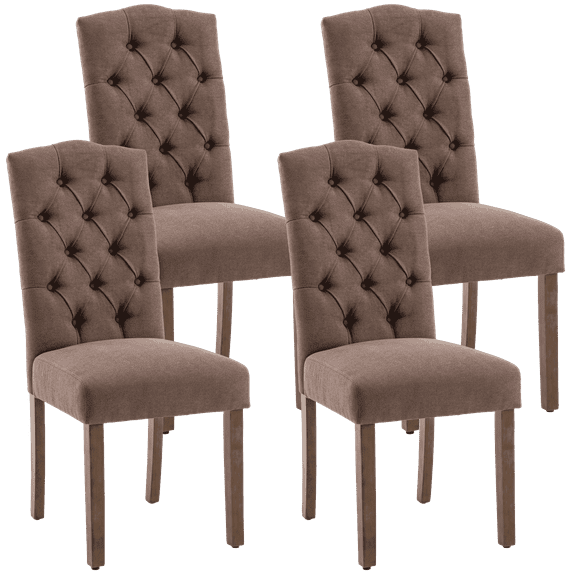 Dining Chairs Modern Upholstered Set of 4 Fabric Dining Chairs with Wood Legs, Brown