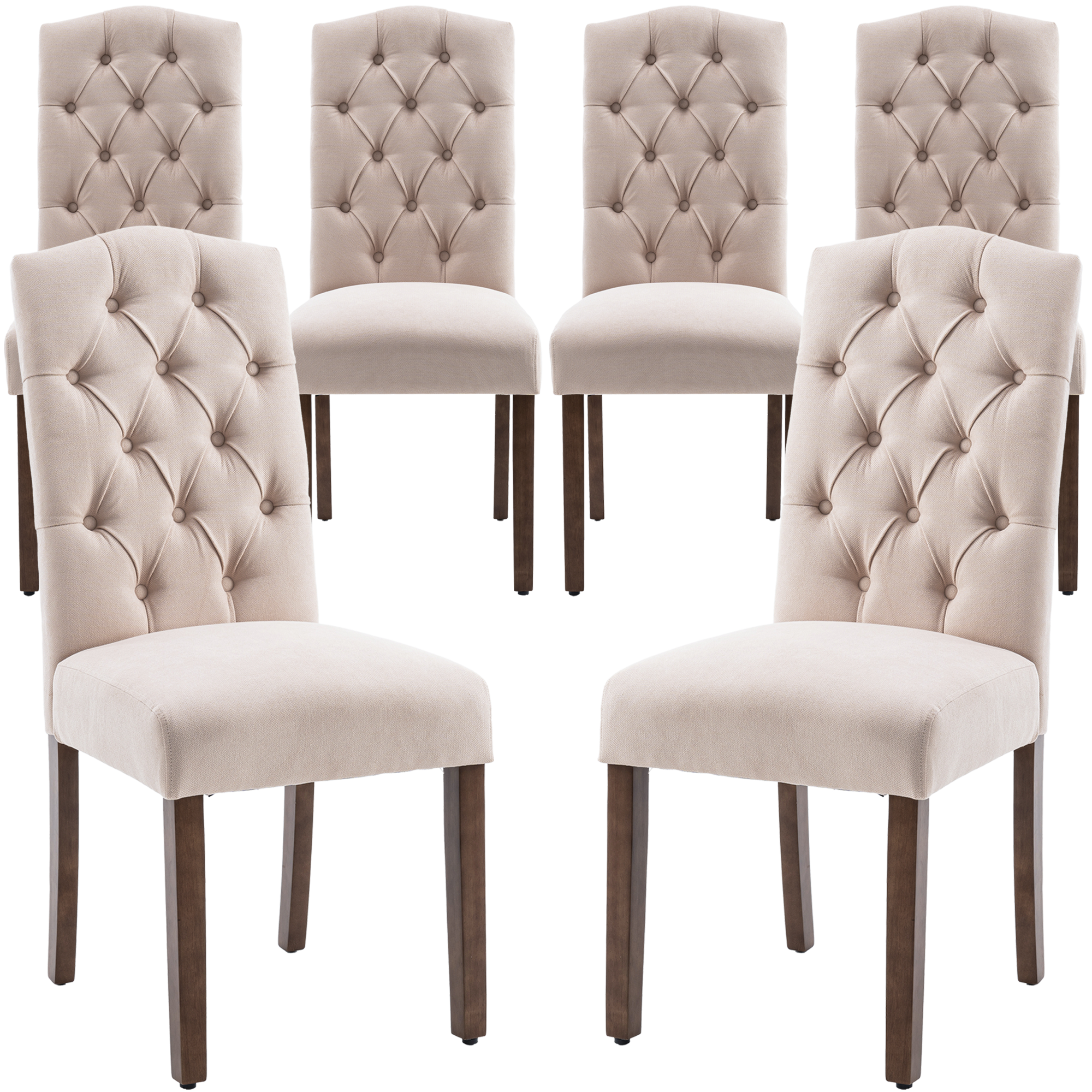 Beige Dining Chairs Wooden Legs