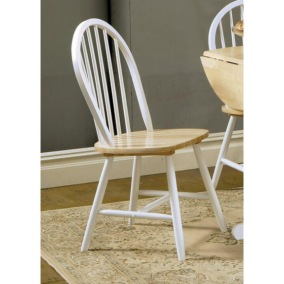 Dining Chairs Natural Brown and White Spindle Back Side Chairs (Set of 4),Dining Room Seating