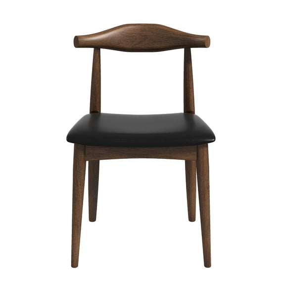 Dining Chairs Of 2 - Black Pu Upholstery, Solid Wood Frame, And Foam Cushioned Support Leather ( 2) Padding For Wonderful Use