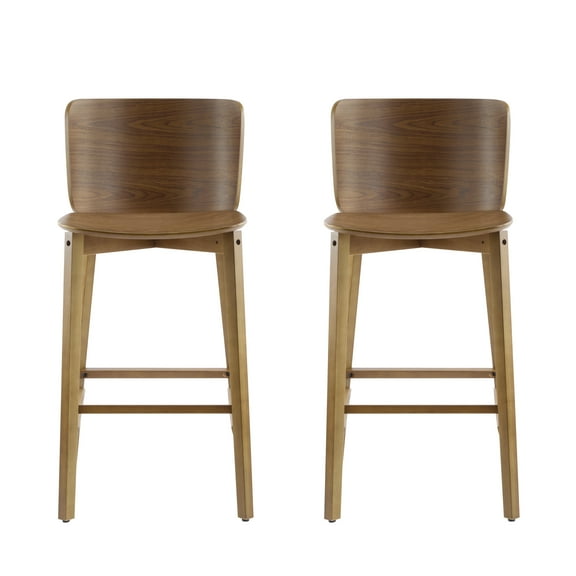 Dining Chairs Pari Indoor Wooden Barstool, Walnut Finished, Set of 2,Wooden Dining Chairs