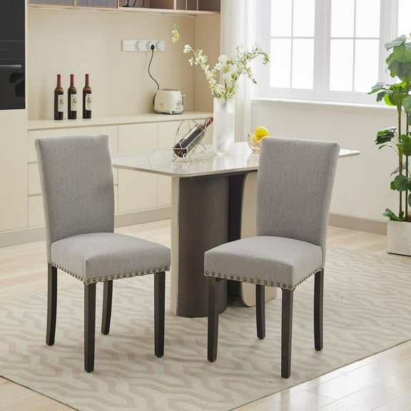 Dining Chairs Set of 2/4/6 Upholstered Parsons Dining Chairs with Nailhead Trim andso-lidWood Legs Fabric Dining Room Kitchen Side Chair for Kitchen/Living Room/Restaurant