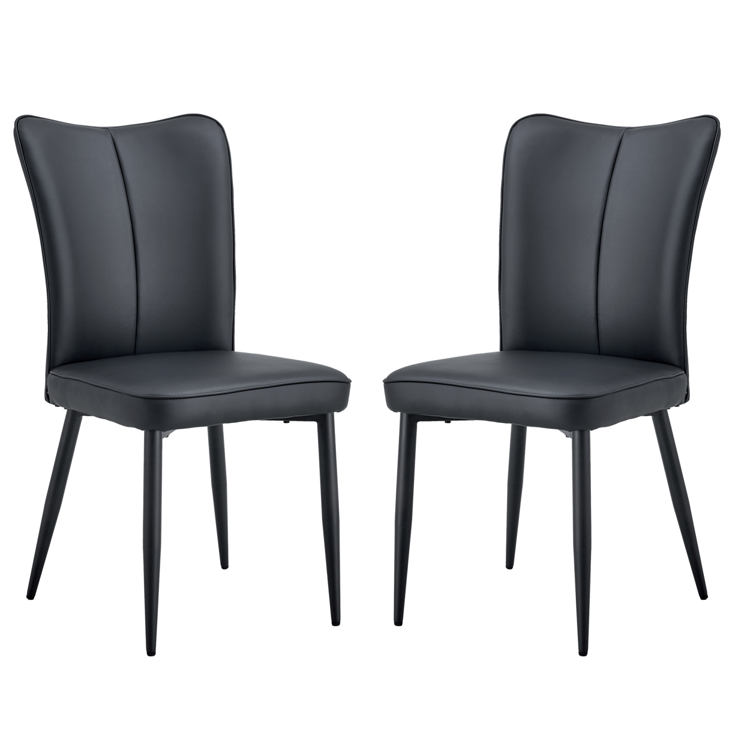 Dining Chairs Set of 2, High Back Armless Side Chair with Metal Legs