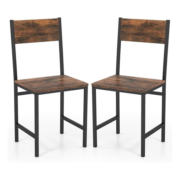 Dining Chairs Set of 2, Industrial Kitchen Side Chairs with Metal Legs and Slanted Back, Armless Dinner Chairs for Living Room, Dining Room, Study, Easy Assembly