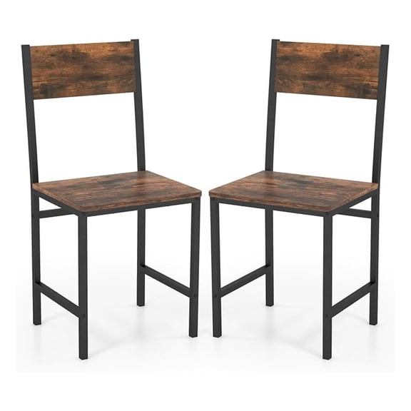 Dining Chairs Set of 2, Industrial Kitchen Side Chairs with Metal Legs and Slanted Back, Armless Dinner Chairs for Living Room, Dining Room, Study, Easy Assembly