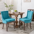 thumbnail image 1 of Dining Chairs Set of 2, LEGAHOME Blue Fabric Upholstered Dining Chairs, Mid-century Kitchen Chairs with High Back, Bronze Nail Head, Solid Wood Legs, Blue, 2 Pcs, 1 of 9
