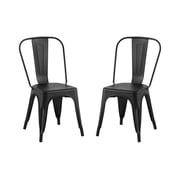 Dining Chairs Set of 2 Matte Black Industrial Metal Dining Chairs 18 Inch Seat Height Stackable, Indoor Outdoor, Lightweight Easy-Clean Surface, Easy Assembly, Durable Modern Design, For Kitchen Rest