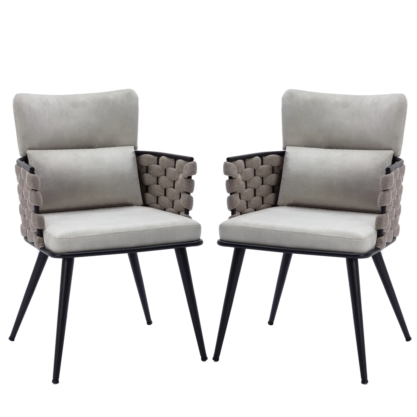 Dining Chairs Set of 2, Mid-Century Modern Armchairs with Metal Chair ...