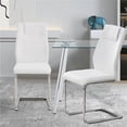 thumbnail image 1 of Dining Chairs Set of 2, Modern Dining Room Side Chairs with Faux Leather Padded Seat and Metal Legs, PU Leather Upholstered Armless Accent Chairs for Kitchen, Living Room, Bedroom and Office, White, 1 of 7
