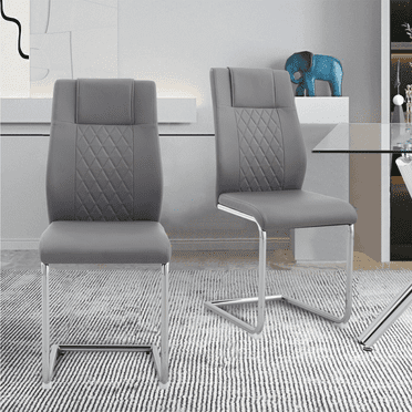 Modern Dining Chairs with Faux Leather Padded Seat Dining Living Room 
