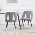 thumbnail image 1 of UHOMEPRO Dining Chair Set of 2, Modern Upholstered Velvet Kitchen Chairs Set, Armless Side Chair with Nailhead Trim and Metal Legs for Living Room Kitchen, Gray, 1 of 7