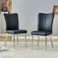 thumbnail image 1 of Dining Chairs Set of 2, PU Leather Dining Chairs with High Backrest and Metal Leg, Modern Minimalist Side Chair with Upholstered Seat for Living, Bedroom, Kitchen, Black, 1 of 9