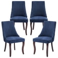 thumbnail image 1 of Dining Chairs Set of 4, PAPROOS Linen Upholstered Dining Chairs, Farmhouse Accent Chair Side Chair with High Backrest and Solid Wood Legs, Kitchen Chair for Dining Kitchen Living Room, Blue, 1 of 10