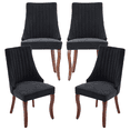 thumbnail image 1 of Dining Chairs Set of 4, Paproos Velvet Upholstered Dining Chairs, Mid Century Accent Chair Side Chair with High Backrest and Solid Wood Legs, Dining Kitchen Living Room, Black, 1 of 10