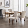 thumbnail image 1 of Dining Chairs Set of 4, Paproos Linen Upholstered Dining Chairs, Mid Century Accent Chair Side Chair with High Backrest and Solid Wood Legs, Dining Kitchen Living Room, Beige, 1 of 9
