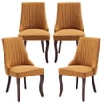 thumbnail image 1 of Dining Chairs Set of 4, PAPROOS Velvet Upholstered Dining Chairs, Farmhouse Accent Chair Side Chair with High Backrest and Solid Wood Legs, Kitchen Chair for Dining Kitchen Living Room, Yellow, 1 of 10