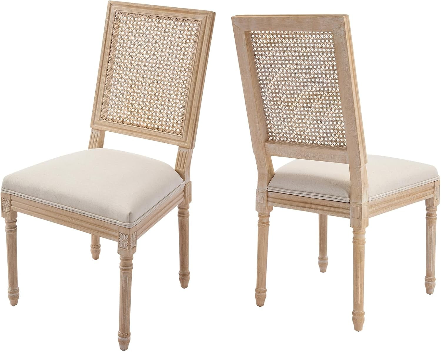 Dining Chairs Set of 2 Rattan French Country Kitchen Chairs with ...
