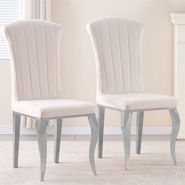 Dining Chairs Set of 2, Dining Chairs with Sliver Legs, Classic Chairs