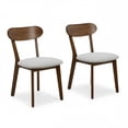 thumbnail image 1 of Dining Chairs, Set of 2 Solid Wood with Upholstered Cushion, Curved Backrest and Adjustable Foot Pads, Mid Century Design for Dining Room, Walnut with Gray Cushion, 1 of 11