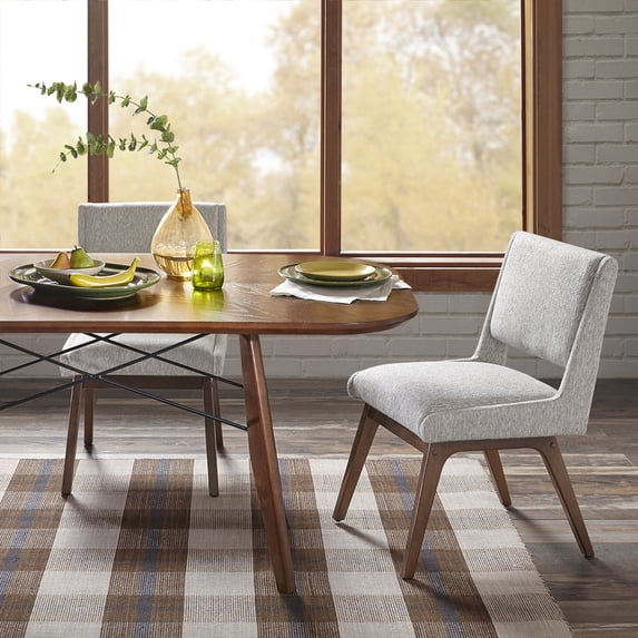 Dining Chairs Set of 2, Upholstered Accent Chair, Modern Armless Chair with Back for Dining Room Living Room and Bedroom, 300LBS Weight Capacity, Light Gray