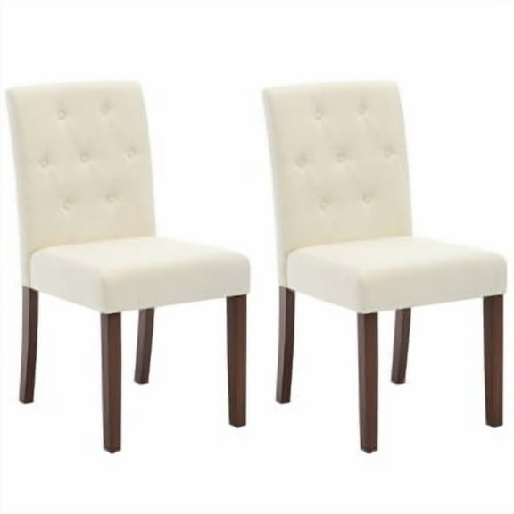 Dining Chairs Set of 2, Upholstered Button Tufted Dining Chair withSo-lidWood Legs Kitchen Chairs with Padded High Back and Adjustable Foot Cap Fabric Dining Room Chairs
