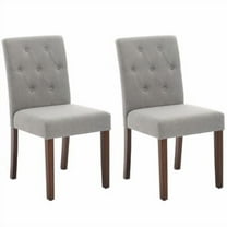 Dining Chairs Set of 2, Upholstered Button Tufted Dining Chair withSo-lidWood Legs Kitchen Chairs with Padded High Back and Adjustable Foot Cap Fabric Dining Room Chairs