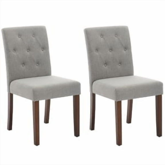 Dining Chairs Set of 2, Upholstered Button Tufted Dining Chair withSo-lidWood Legs Kitchen Chairs with Padded High Back and Adjustable Foot Cap Fabric Dining Room Chairs