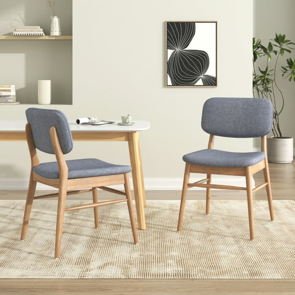 Dining Chairs Set of 2, Upholstered Mid Century Modern Kitchen Chairs with Padded Cushion and Backrest, Dining Room Accent Chairs for Living Room, Natural