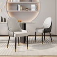 thumbnail image 1 of Dining Chairs Set of 2, Upholstered PU Leather Dining Room Chairs with Metal Legs and Thick Cushioned Seat, Modern Kitchen Chairs for Dining Table Apartment, White Chairs, 1 of 9