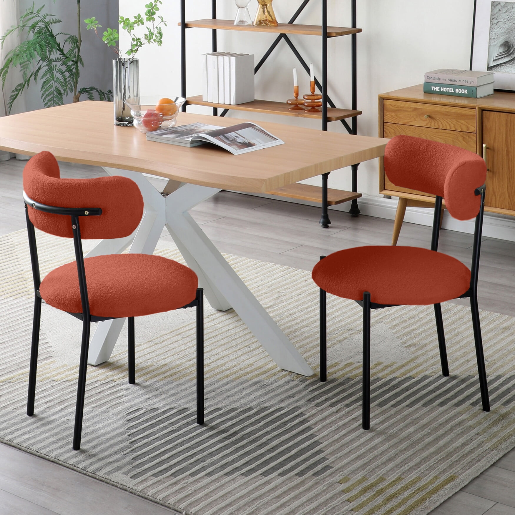 Dining Chairs Set of 2, Upholstered Sherpa Fabric Dining Room Chairs