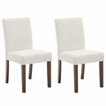 Dining Chairs Set of 2, Upholstered Stripes Tufted Dining Chair withSo-lidWood Legs Kitchen Chairs with Padded High Back and Adjustable Foot Cap Fabric Dining Room Chairs
