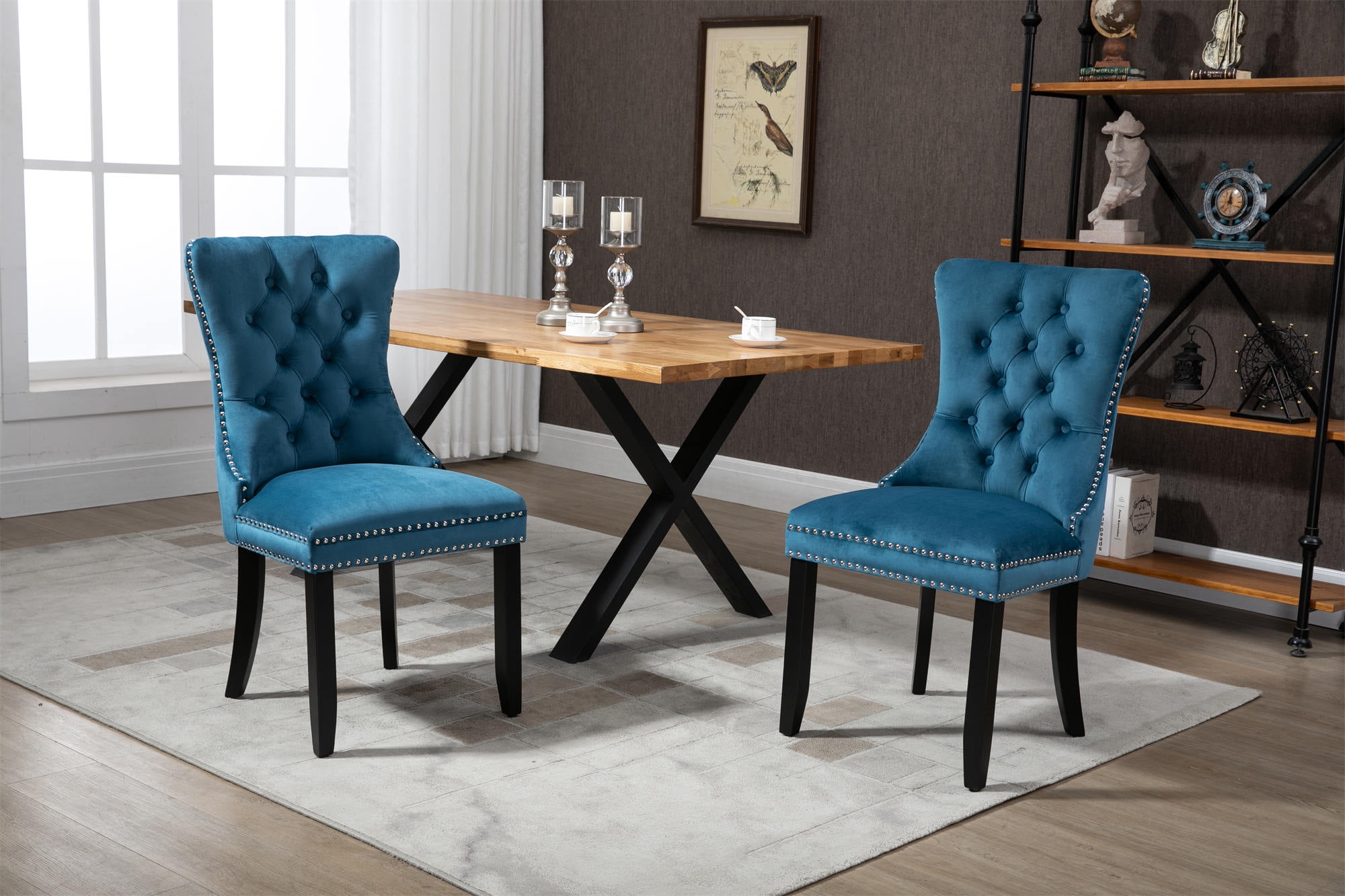 Dining Chairs Set of 2, Upholstered WingBack Button Tufted Armless