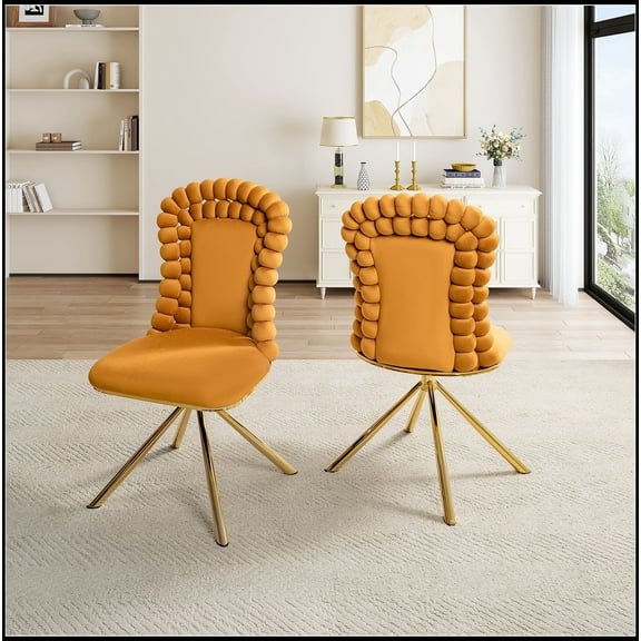 Dining Chairs Set of 2,Velvet Accent Chairs for Living Room, Vanity Chair with Gold Metal Legs, Upholstered Dining Chairs,360 swivel for bedroom,Living Room, Dining Room