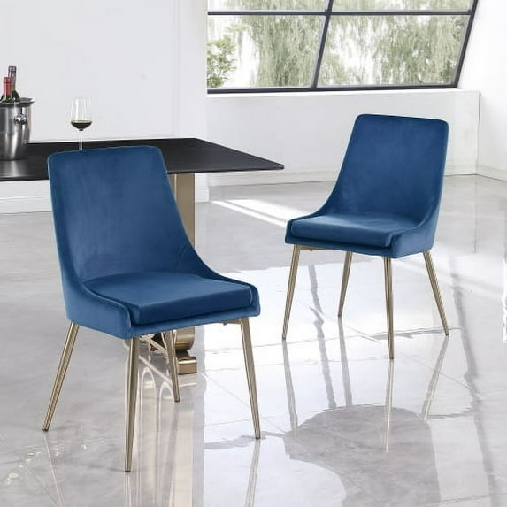 Dining Chairs Set of 2, Velvet Upholstered Accent Chairs with Padded Seat Cushion Gold and Metal Legs,High Back Chair Vanity Chair for Dining Room, Living Room,Kitchen,Bedroom,Guest Room