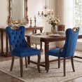 thumbnail image 1 of Dining Chairs Set of 2, Velvet Upholstered Kitchen Chairs with Vintage Copper Nails, Solid Wood Handles & Curved Legs, Mid Century Modern Dining Room Chairs for Home (Blue, Set of 2), 1 of 8