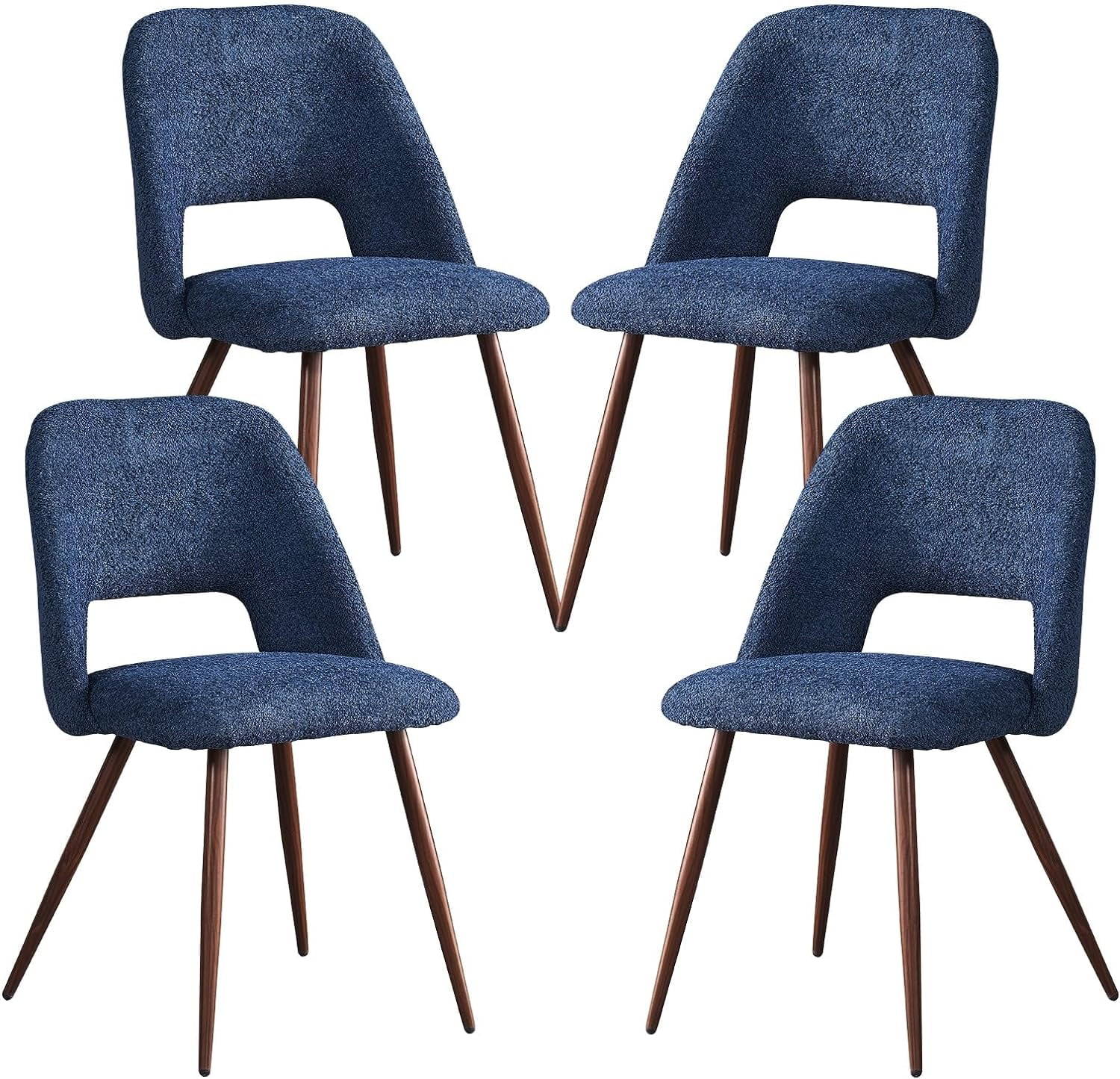 Dining Chairs Set of 4, Blue Kitchen Chairs Set for 4,Mid Century ...