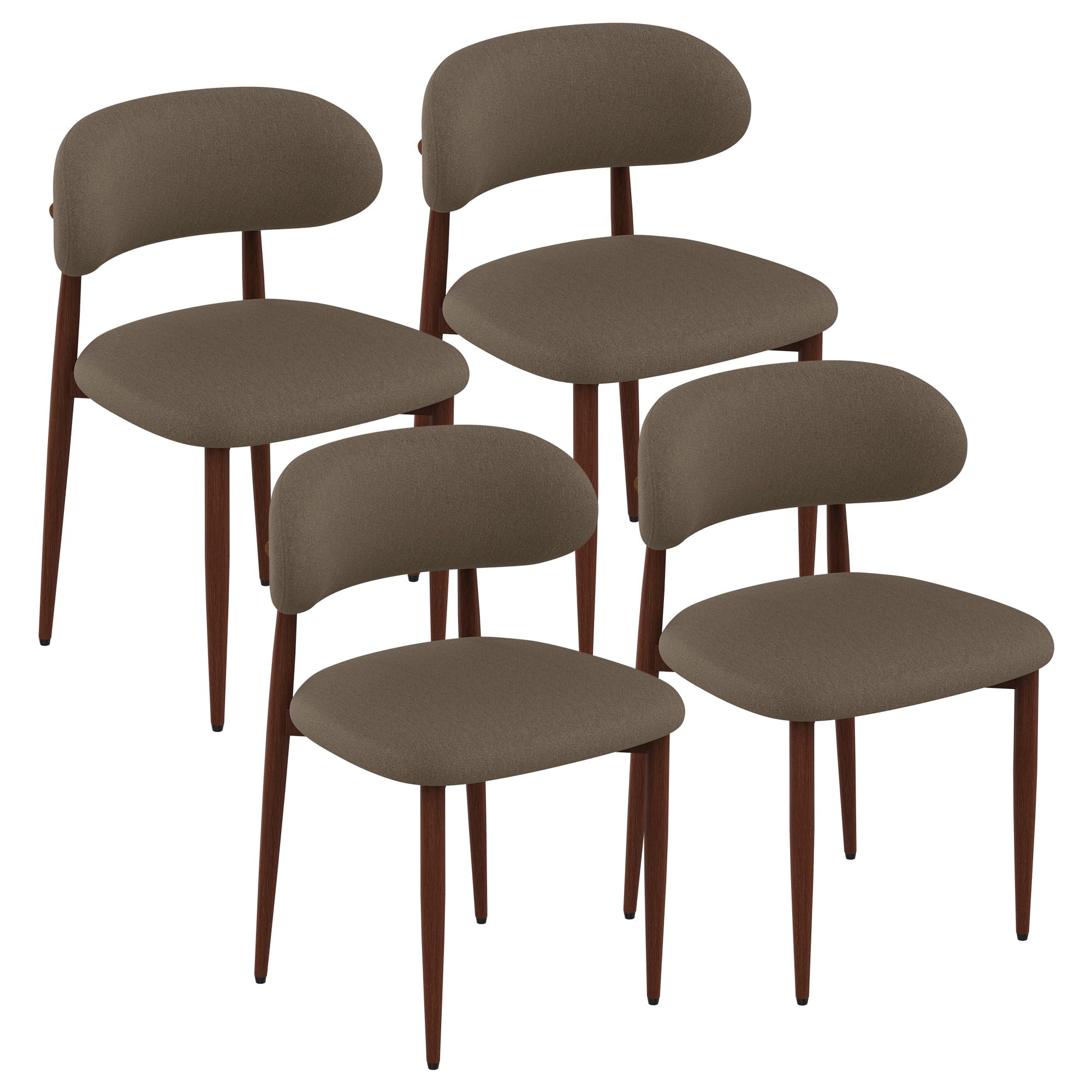 Dining Chairs Set Of 4, Chenille Fabric Cushioned Dining Chair, Carbon Steel Chair Leg Bracket With Wooden Veneer, Suitable For Commercial And Family Restaurants