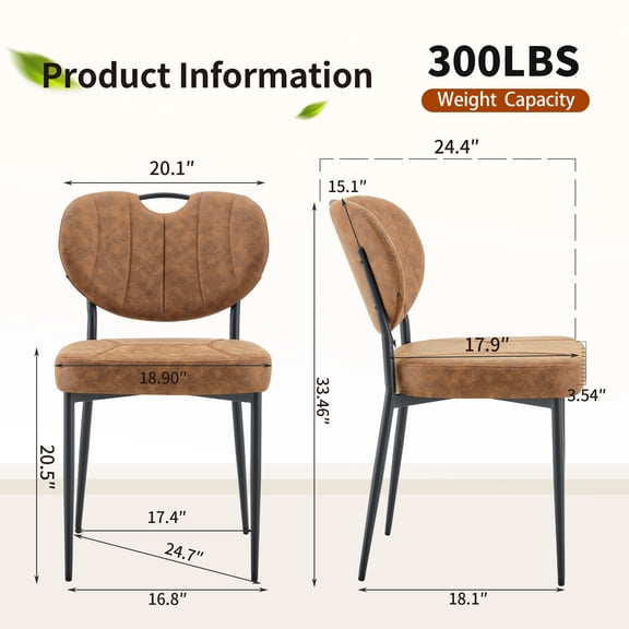 Dining Chairs Set of 4, Comfort-Touch Tech Fabric Upholstered Dining Room Chairs, High-Resilience Sponge Padding, Metal Legs with Spray Coating Finish (Light Brown, Set of 4)