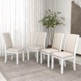 thumbnail image 1 of Dining Chairs Set of 4,Farmhouse 4-Piece Full Back Dining Chairs Set with Upholstered Cushions,Farmhouse Dining Chairs Upholstered Armless Dining Chair with Wood Legs for Kitchen Dining Room,White, 1 of 7