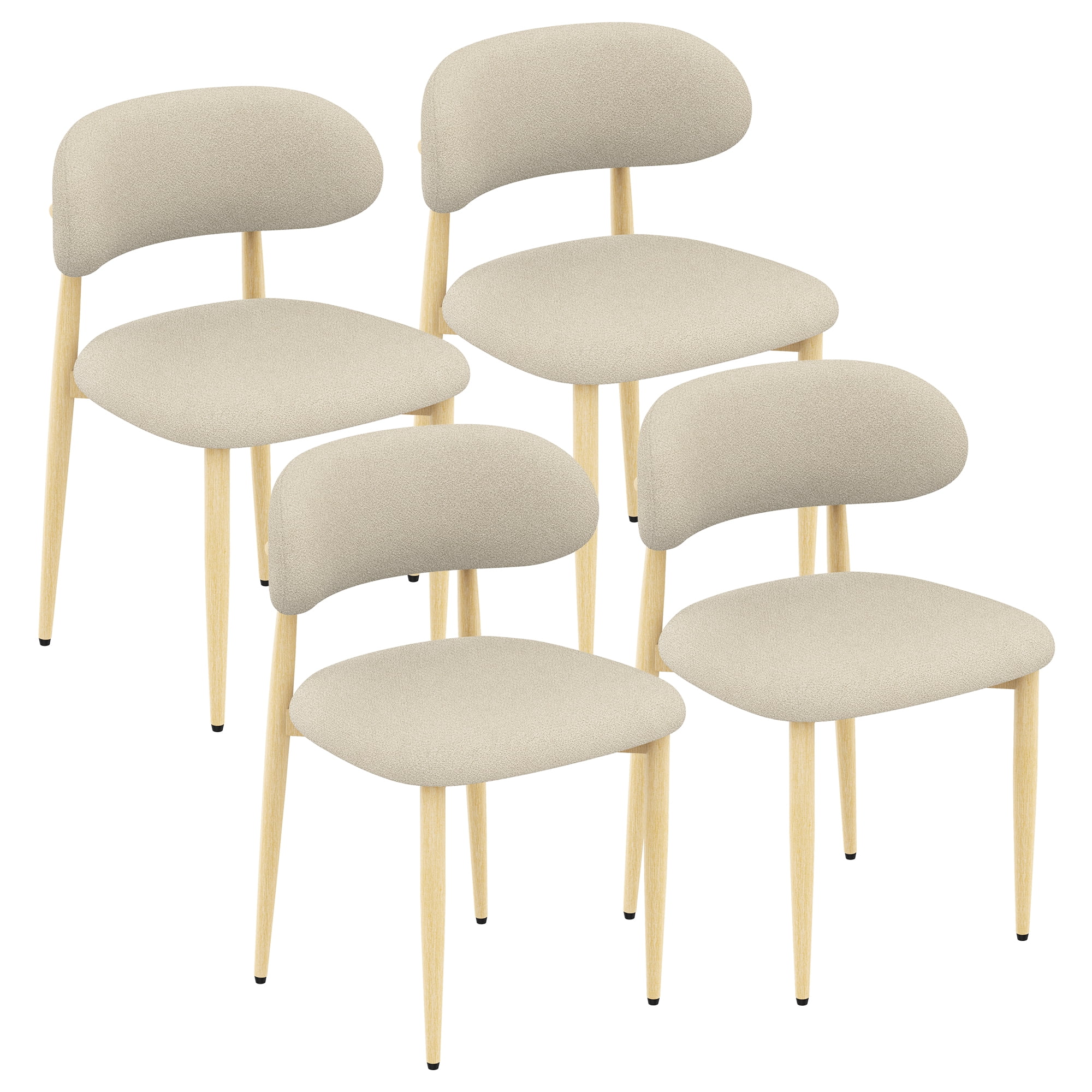 Dining Chairs Set Of 4, Lamb Wool Fabric Cushioned Dining Chair, Carbon Steel Chair Leg Bracket With Wooden Veneer, Suitable For Commercial And Family Restaurants
