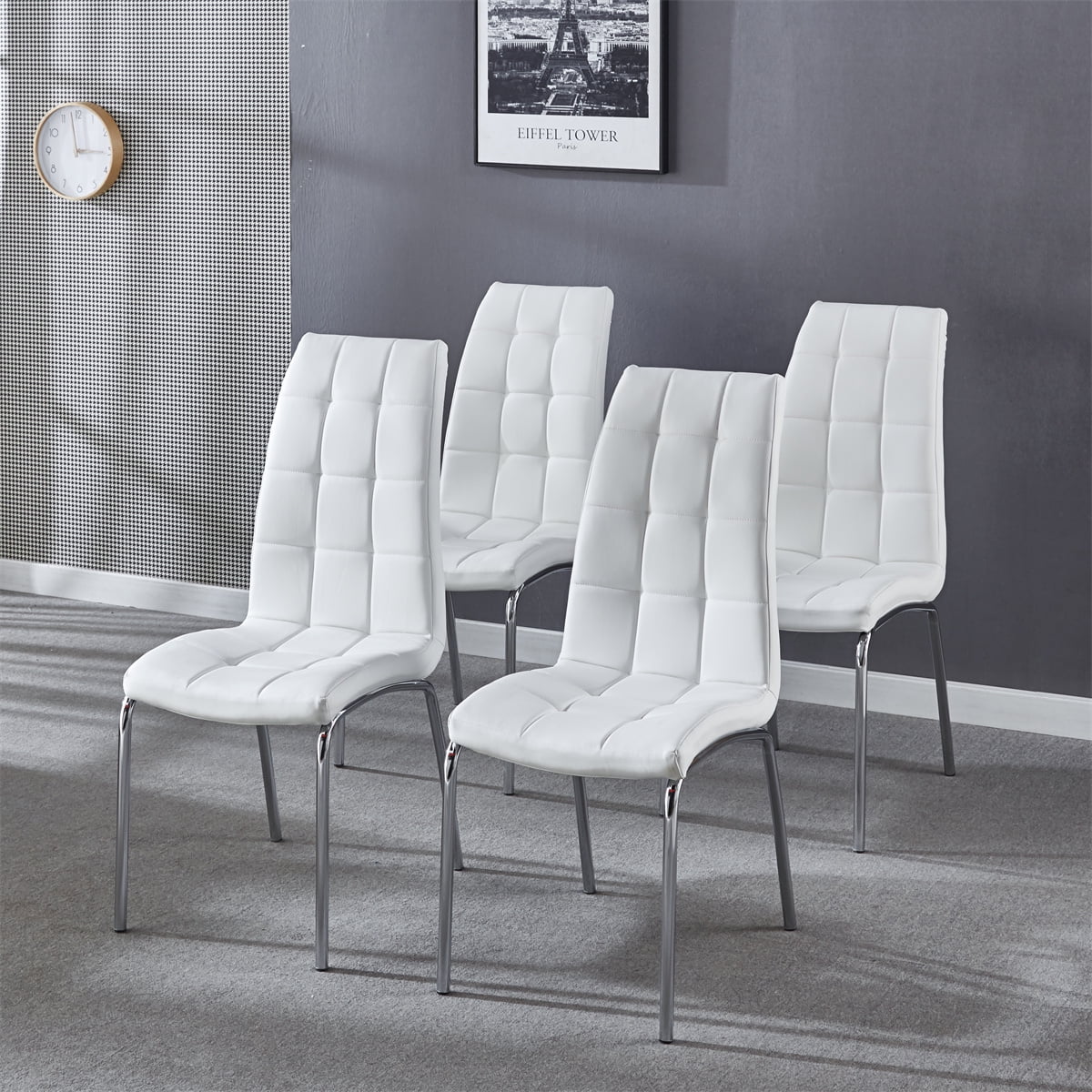 White leather high back dining chairs online